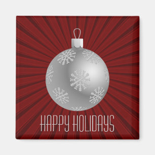 Íman Starburst Stripes Ornament Magnet, vermelho escuro