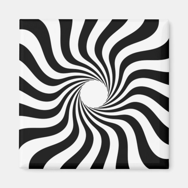 Íman Starbust espiral, preto e branco, com buraco (Frente)