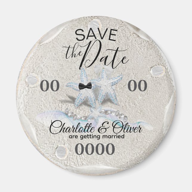 Íman Starfish Gem Wedding Save the Date Magnet (Frente)