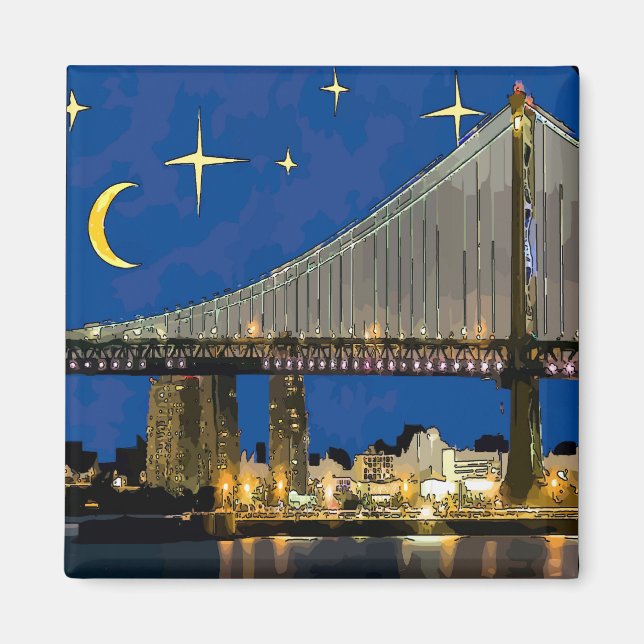 Íman Starry Night Ben Franklin Bridge (Frente)