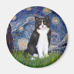 Íman Starry Night - Black and White Cat