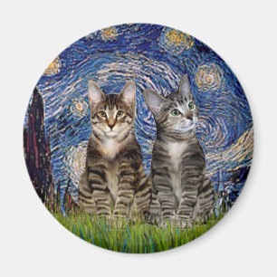 Íman Starry Night - Dois Gatos Tigre Tabby