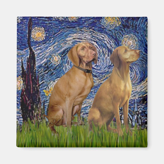 Íman Starry Night - Dois Vizslas (Frente)