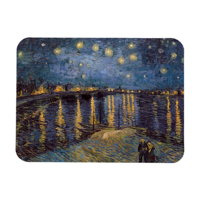 Íman Starry Night Over Rhone River por Vincent Van Gogh (Horizontal)