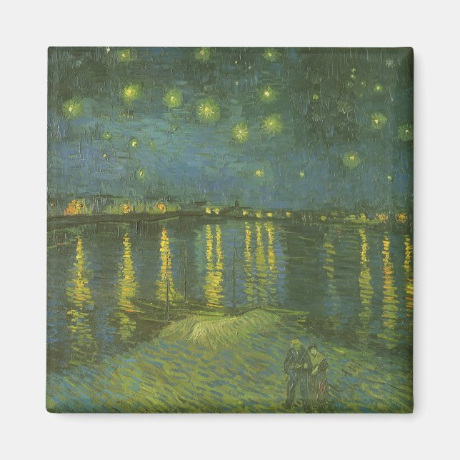 Íman Starry Night Over the Rhone, por Vincent van Gogh (Frente)