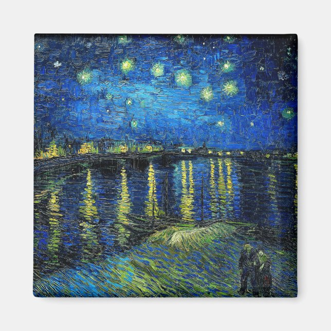 Íman Starry Night Over the Rhone por Vincent Van Gogh (Frente)