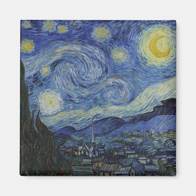 Íman "Starry Night" por Van Gogh (Frente)