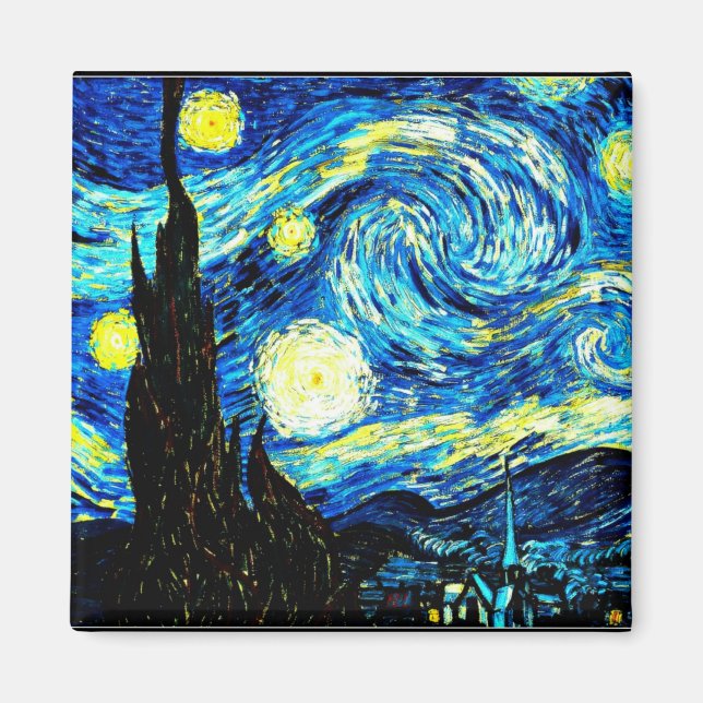 Íman Starry Night por Vincent van Gogh (Frente)