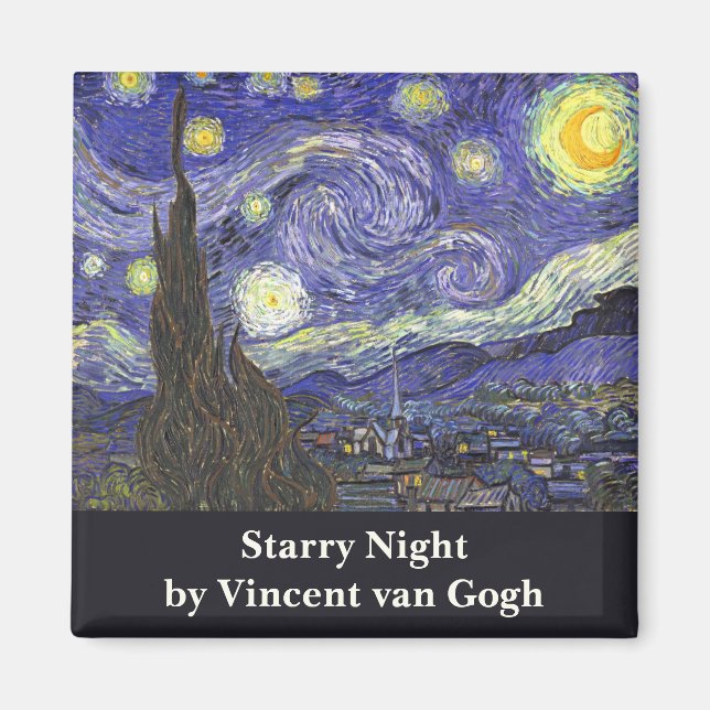 Íman Starry Night por Vincent van Gogh (Frente)