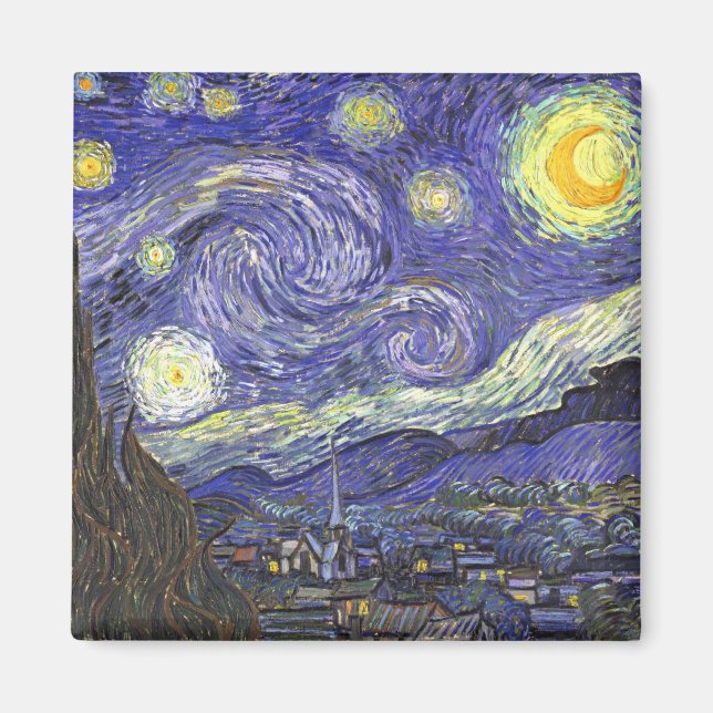 Íman Starry Night por Vincent van Gogh (Frente)