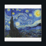 Íman Starry Night por Vincent Van Gogh<br><div class="desc">Starry Night por Vincent Van Gogh pintando mestre de arte da obra-prima belo impressionismo pintando cor vibrante belíssima paisagem paisagem paisagem arte postada decoração</div>