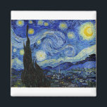 Íman Starry Night por Vincent Van Gogh<br><div class="desc">Starry Night por Vincent Van Gogh pintando mestre de arte da obra-prima belo impressionismo pintando cor vibrante belíssima paisagem paisagem paisagem arte postada decoração</div>
