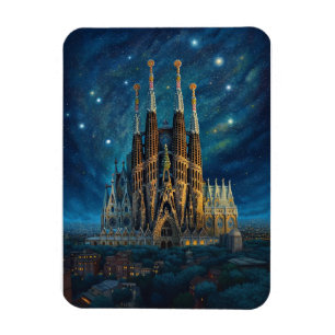 Íman Starry Night Sobre Sagrada Familia Barcelona