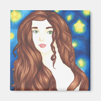 Íman Starry Starry Girl - Magneta quadrada de 2 polegad