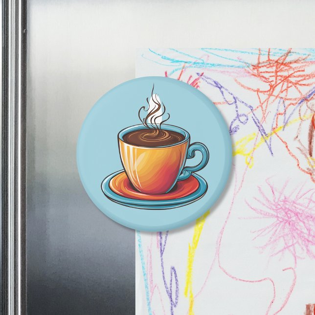 Íman Steaming Coffee Cup Magnet (Criador carregado)