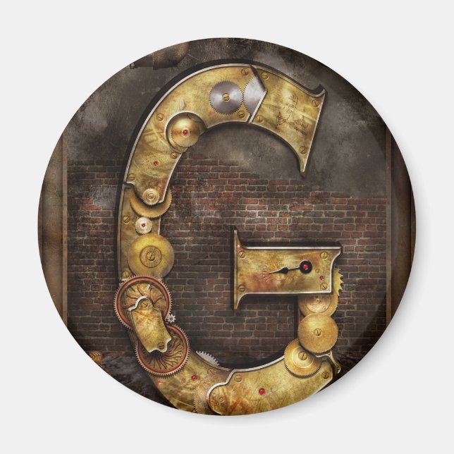 Íman Steampunk - Alfabeto - G é para Engrenagens (Frente)