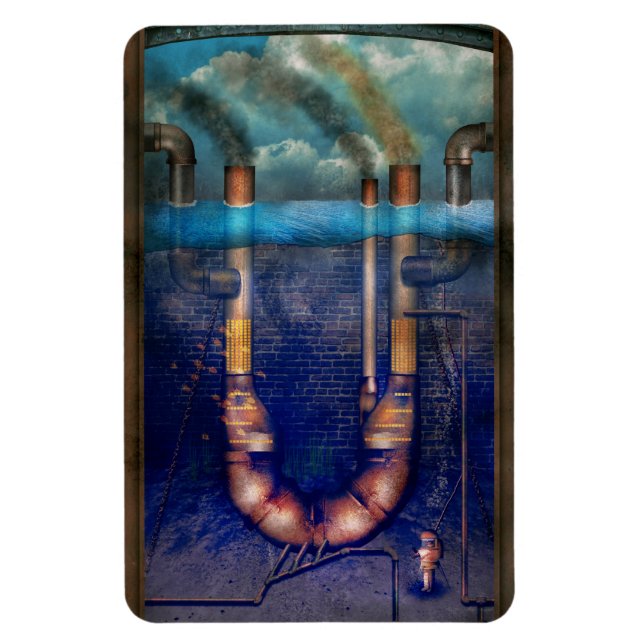 Íman Steampunk - Alfabeto - U é para Utopia Subaquática (Vertical)
