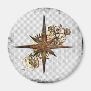 Íman Steampunk Compass Star Grunge