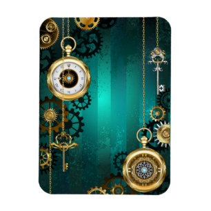 Íman Steampunk Jewelry Watch em um fundo verde