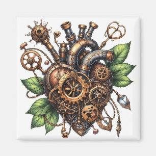 Íman Steampunk Leafy Heart