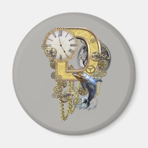 Íman Steampunk - letra de aniversário - D