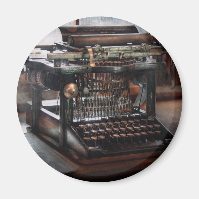 Íman Steampunk - Máquina de escrever - Uma máquina de e (Frente)