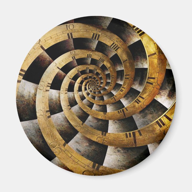 Íman Steampunk - Relógio - O fluxo do tempo (Frente)