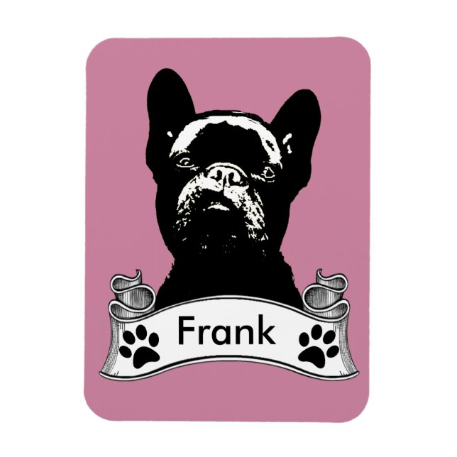 Íman Stencil de Bulldog Francês Personalizado (Vertical)