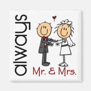 Íman Stick Figure Wedding Casal & Sra. Always
