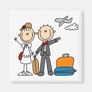 Íman Stick Figure Wedding Honeymoon T-shirts e presente