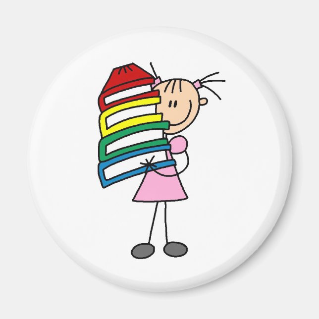 Íman Stick Girl com livros (Frente)
