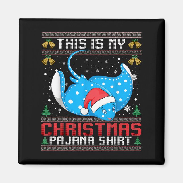 Íman Stingray Santa Hat Matando no Natal Feio Pajama (Frente)