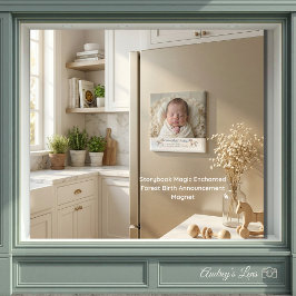 Íman Storybook Magic Enchanted Forest Birth Announcemen