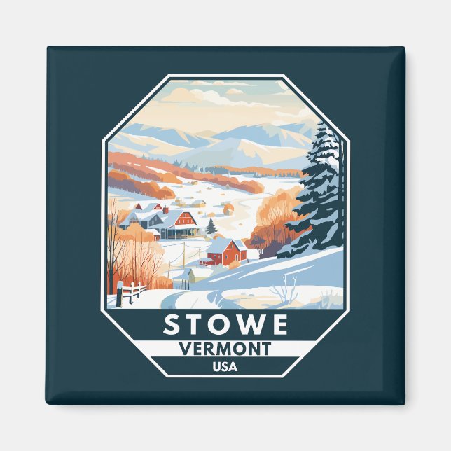 Íman Stowe Vermont Winter Vintage (Frente)