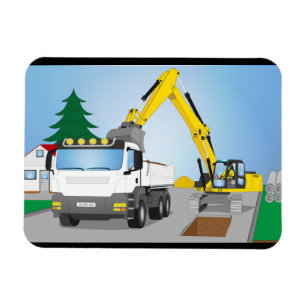 Íman Straßenbaustelle com CAMIÕES COM REBOQUE brancos