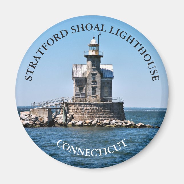 Íman Stratford Shoal Lighthouse CT Round Magnet (Frente)