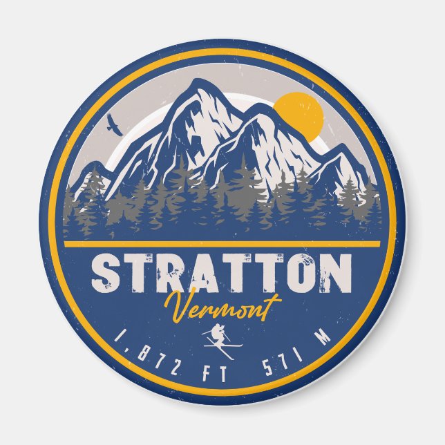 Íman Stratton Vermont Retro Sunset Ski Souvenirs (Frente)