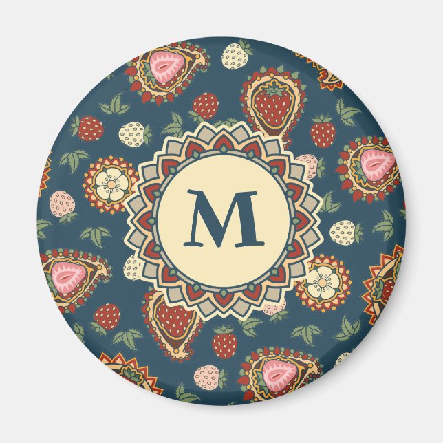 Íman Strawberry Paisley Pattern Magnet (Frente)