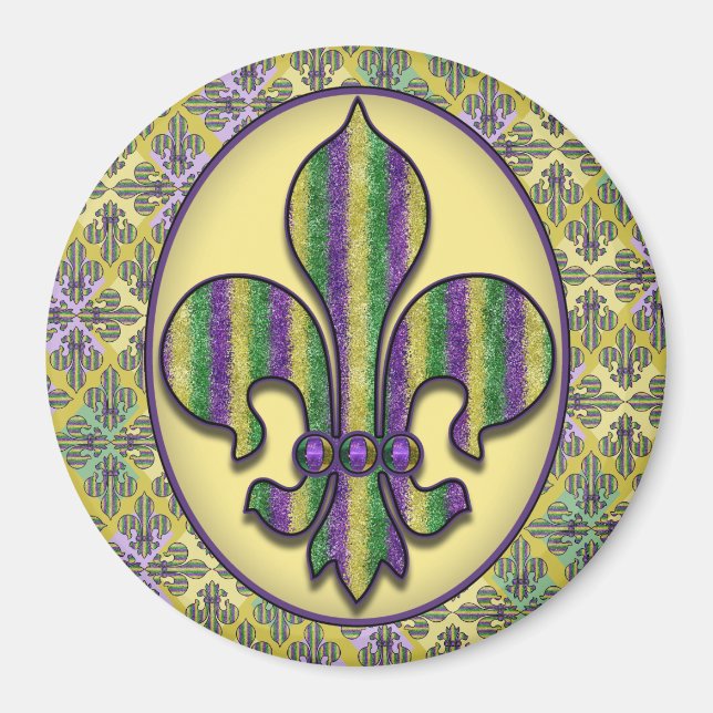 Íman Stripe Mardi Gras Fleur de lis (Frente)