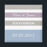 Íman Stripes Imagem personalizada de casamento<br><div class="desc">Altere os campos de texto para o que deseja. Você também pode alterar cada fonte e seu tamanho e cor usando a função "Personalizar",  bem como adicionar mais campos de texto,  se desejar. Veja na minha loja mais itens com este design e opções de cores.</div>