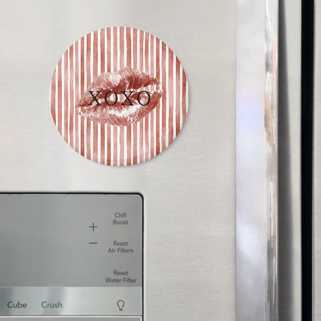 Íman Stripes Red Lips Kiss XOXO  (In Situ (Fridge))