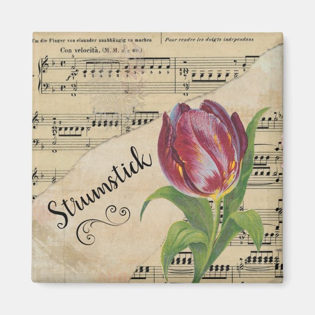 Íman Strumstick Elegante Tulip Vintage Sheet Music (Frente)