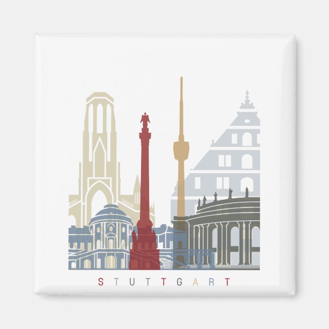 Íman Stuttgart skyline poster (Frente)