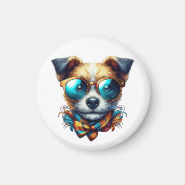 Íman Stylish Dog With Glasses Colorful Modern Pet Art