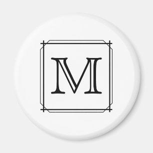 Íman Sua Carta. Monograma Personalizado.Preto & Branco