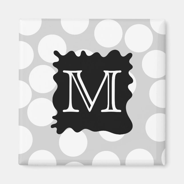 Íman Sua carta, Monograma. Pontos com Preto Splat. (Frente)