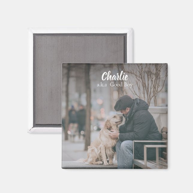 Íman Sua Foto e Texto de Cachorro de Estimação Favorito (Front/Back)