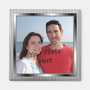 Íman Sua foto no ímã quadro prata