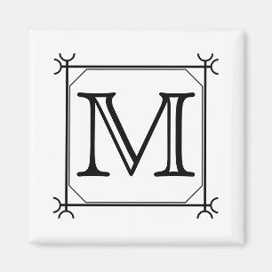 Íman Sua letra. Monograma feito sob encomenda. Preto e