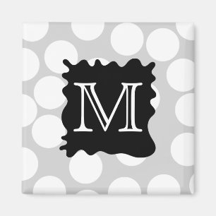 Íman Sua letra, monograma. Pontos com Splat. preto